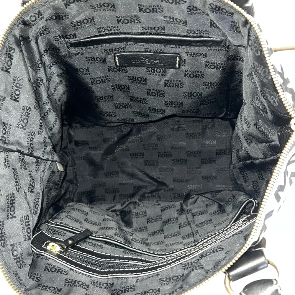 Michael Kors Grey and Black Canvas Hobo Shoulder Bag